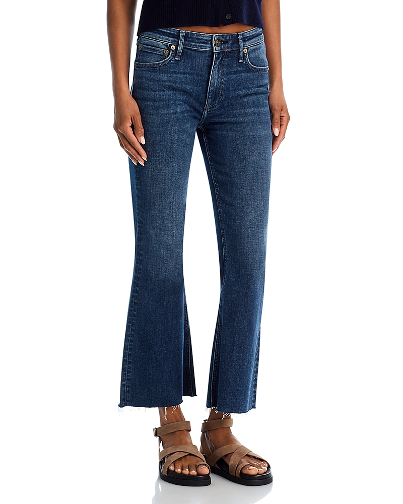 Flexi Dahlia Mid Rise Ankle Flare Leg Jeans in Teo