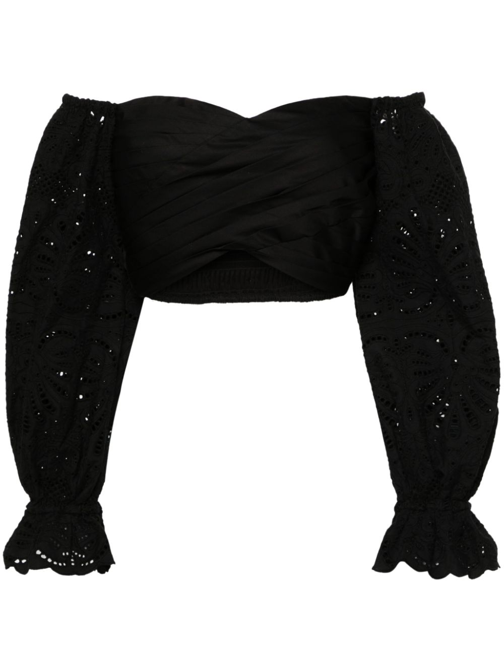 Broderie anglaise cropped blouse - Black