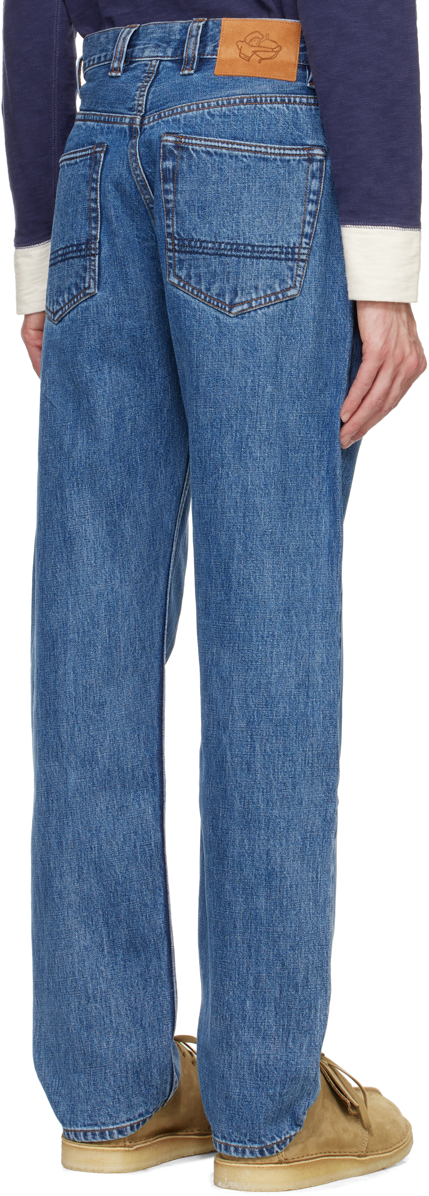 Drake's Blue Selvedge Denim Five-Pocket Jeans