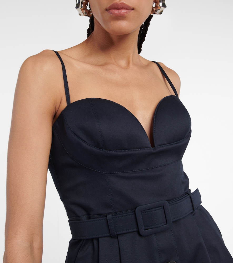 Belted cotton-blend midi dress