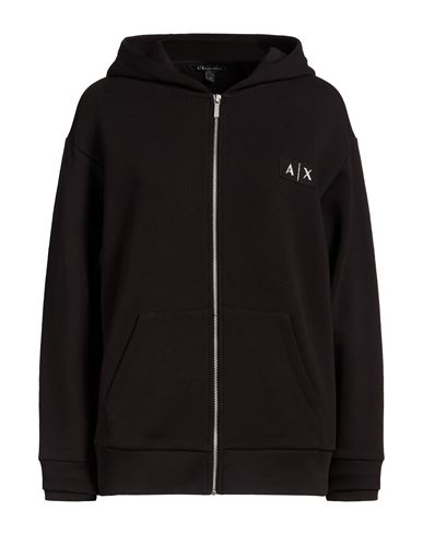 Woman Sweatshirt Black Size M Cotton, Elastane