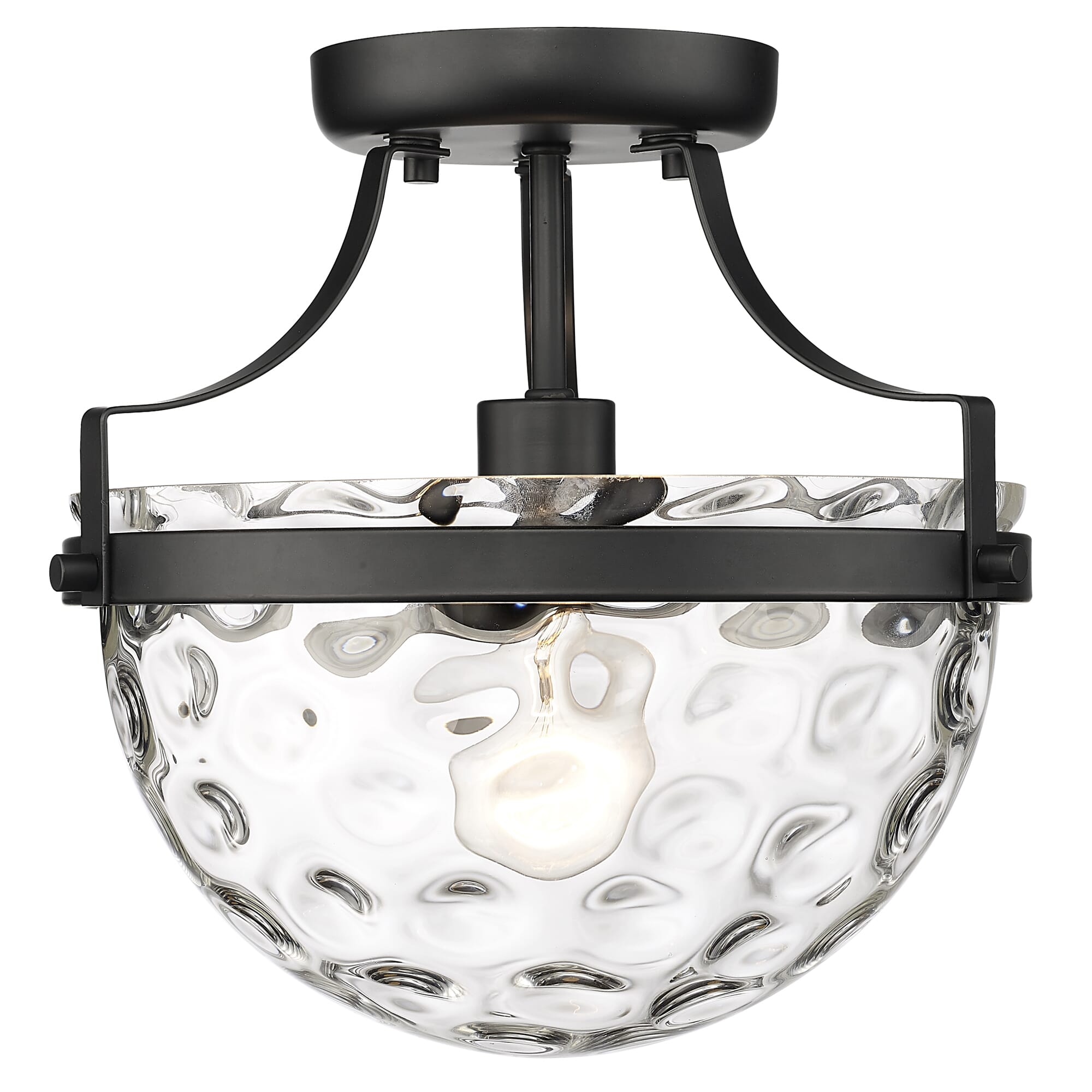 Matte Black One Light Semi-Flush Mount from the Quinn Collection