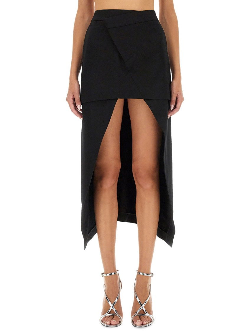 Black Solid Midi Skirt