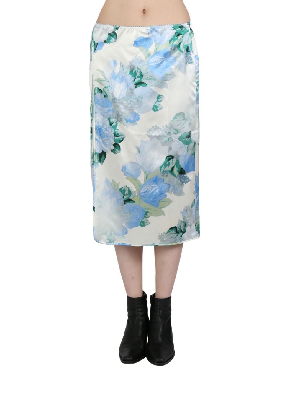 Floral-print midi skirt - Blue
