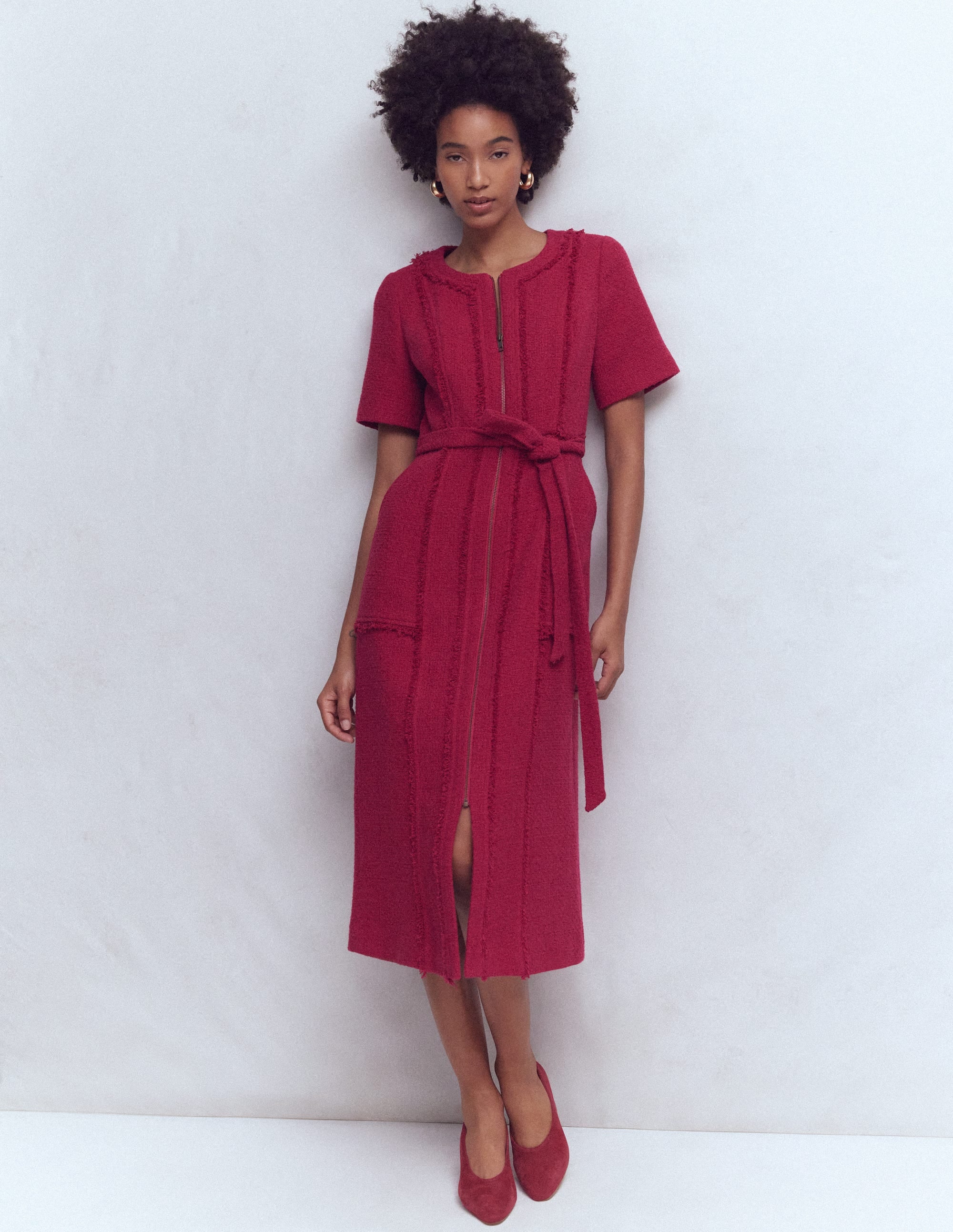 Women's Ruth Zip Texture Dress in Pink | Size 0
