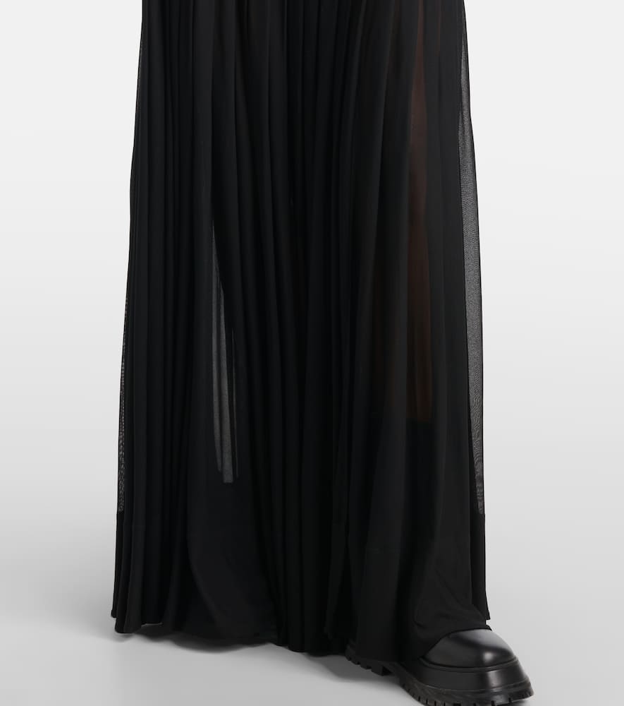 Pleated cotton-blend maxi skirt