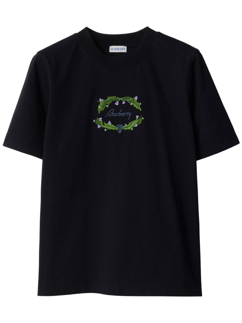 Logo-embroidered cotton T-shirt - Black