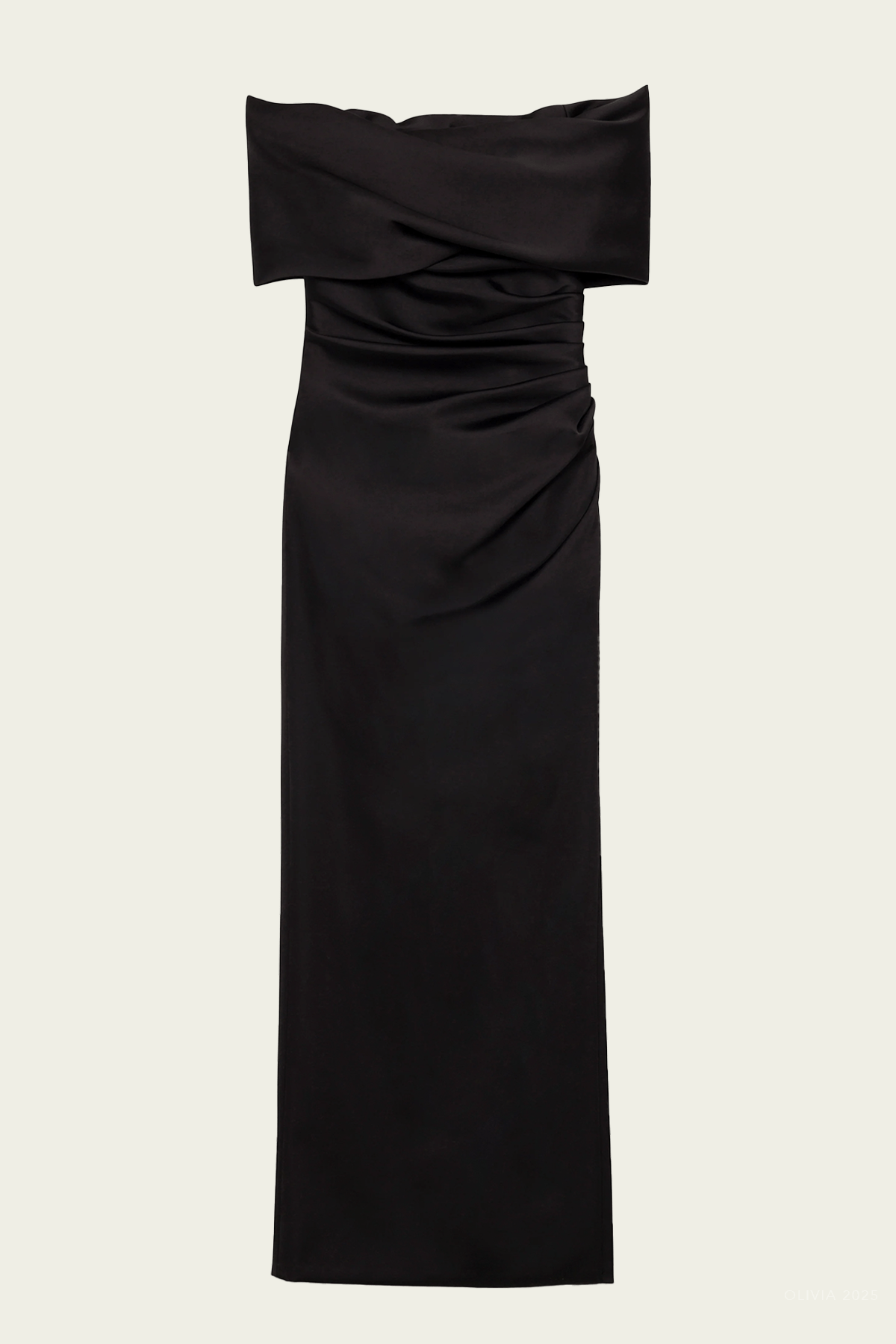 Valencia Draped Satin Gown in Black