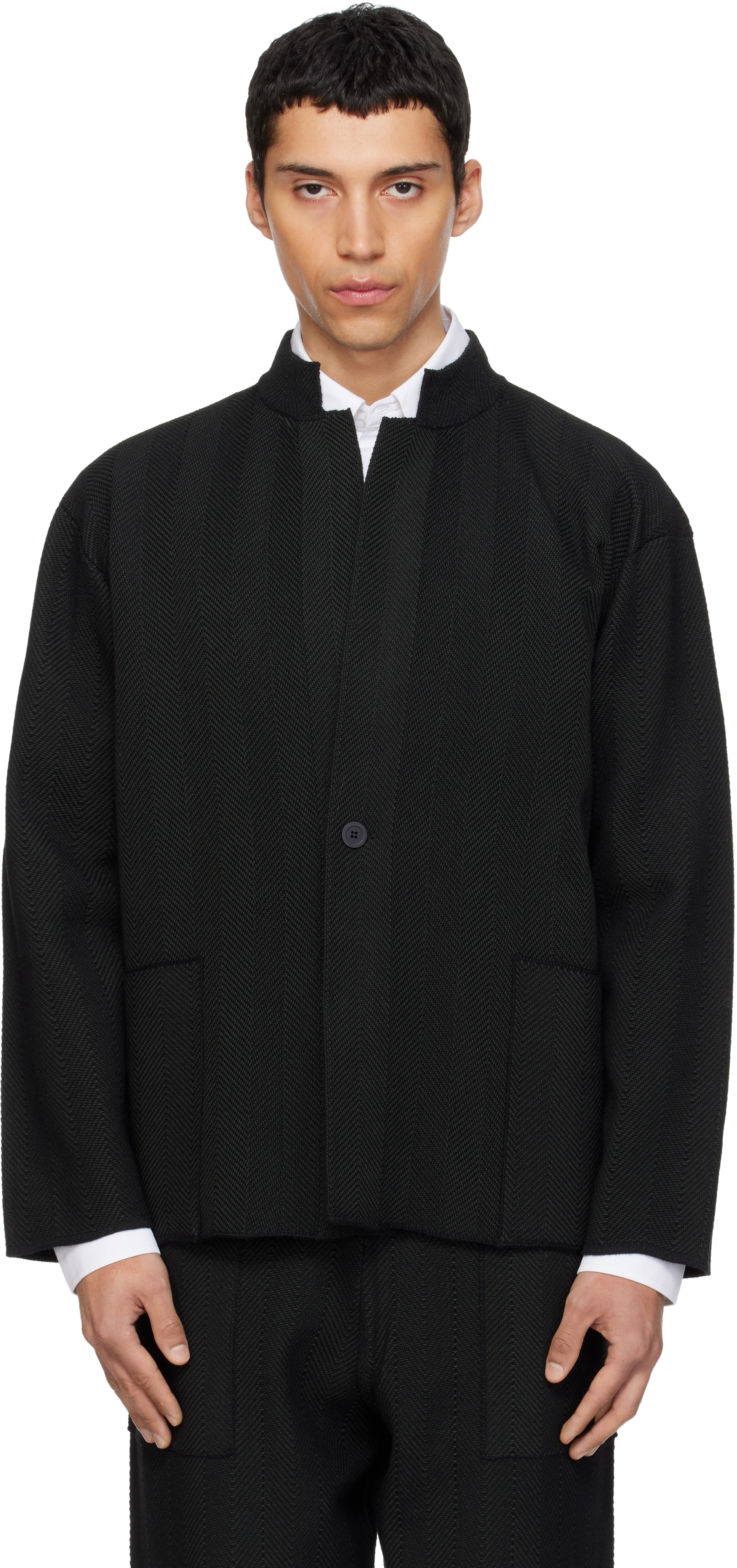 Black Inlaid Knit Jacket