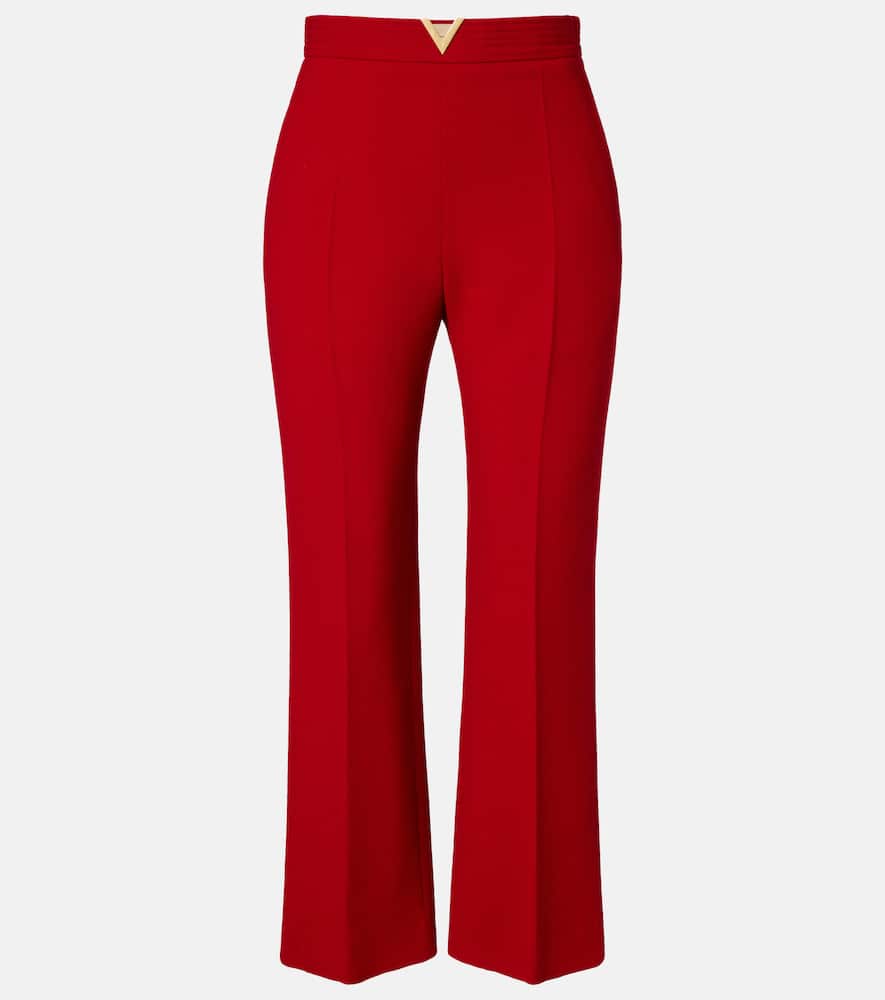 VLogo cropped virgin wool crêpe flared pants