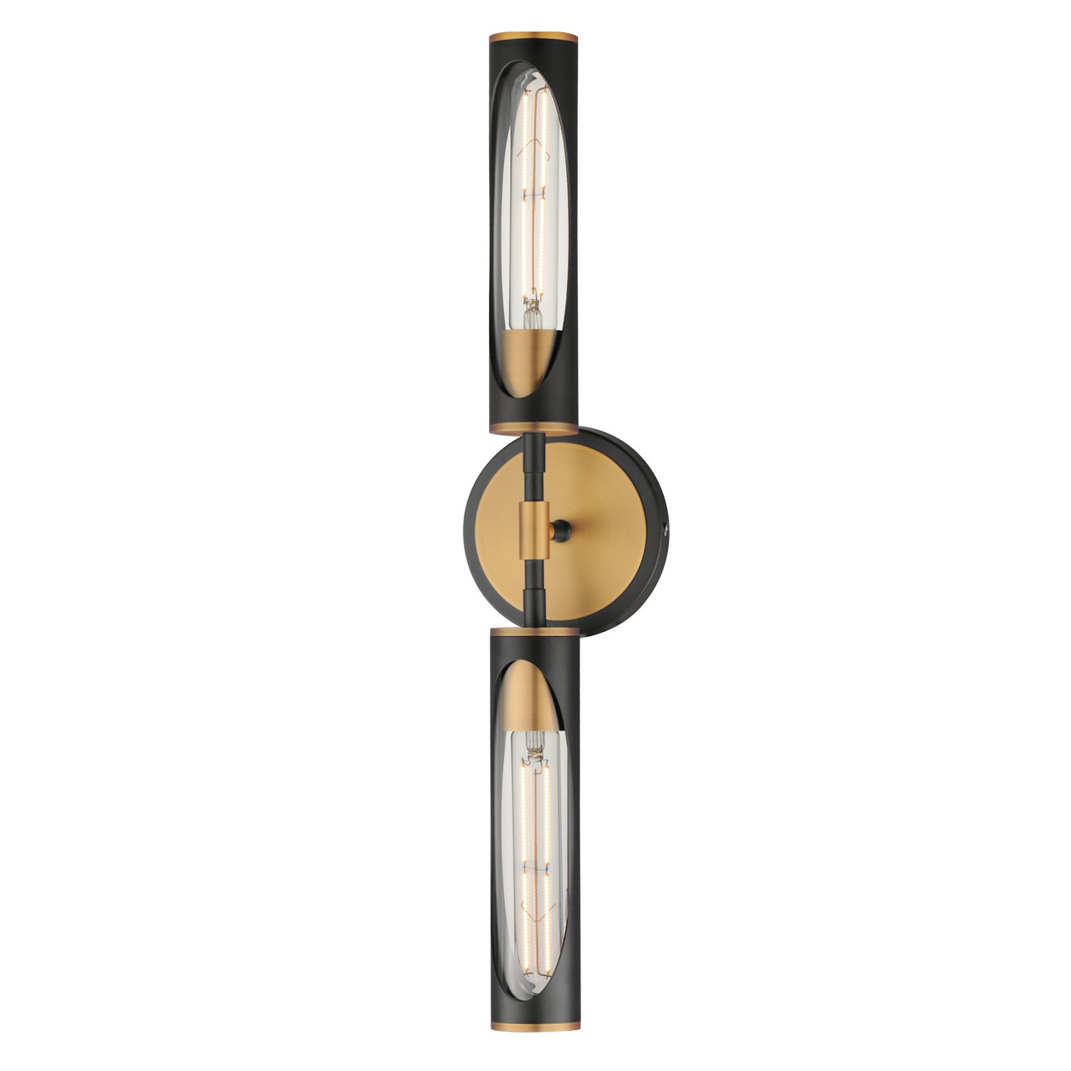 Regent 2-Light LED Bathroom Vanity Light in Black with Antique Bra