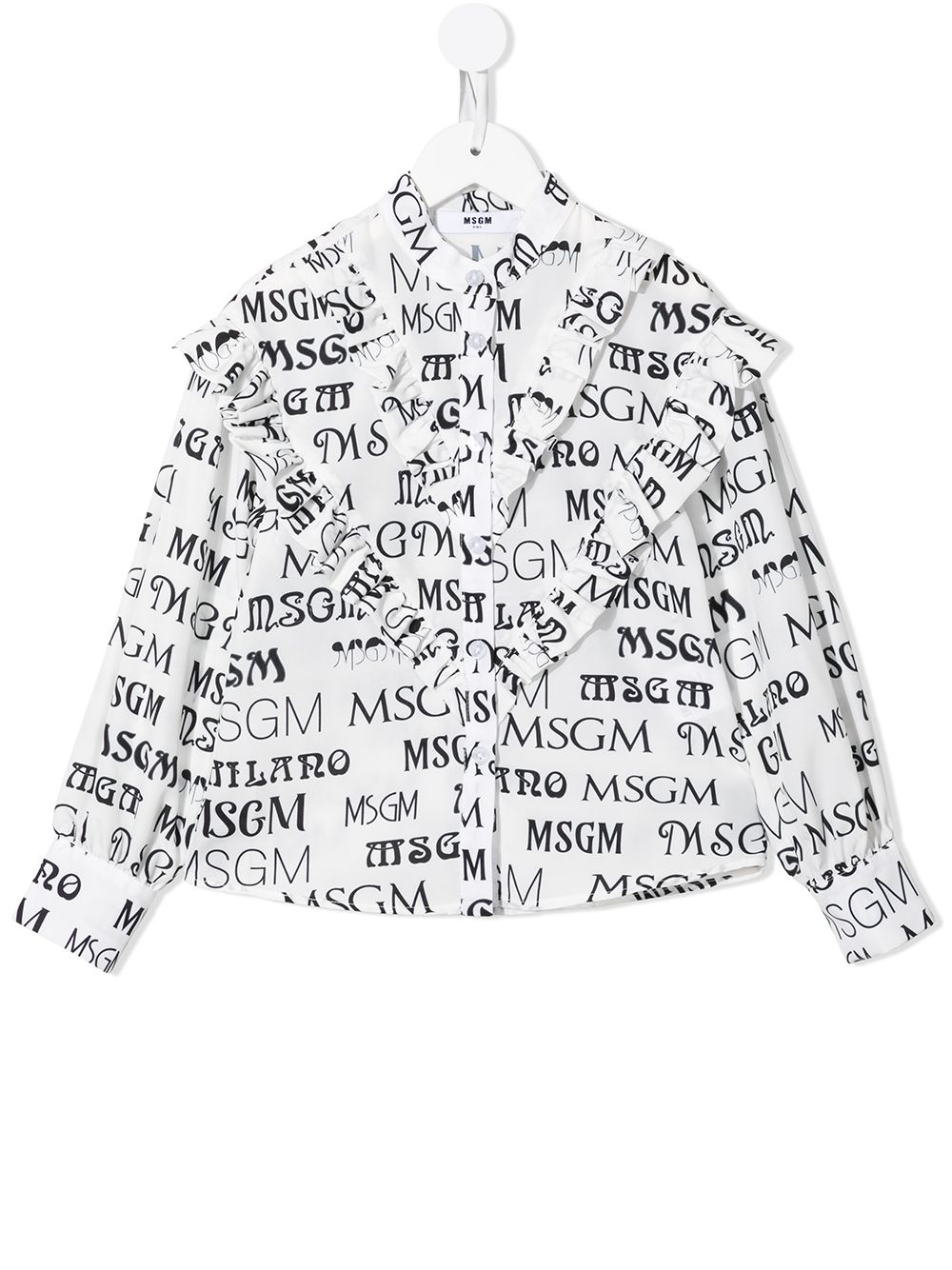 Ruffled logo-print shirt - White