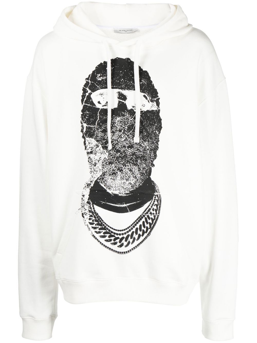 Graphic-print drawstring hoodie - White
