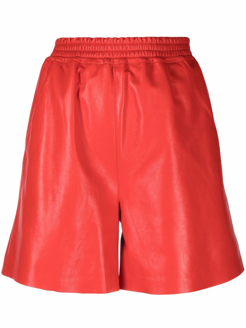 Elasticated leather shorts - Red