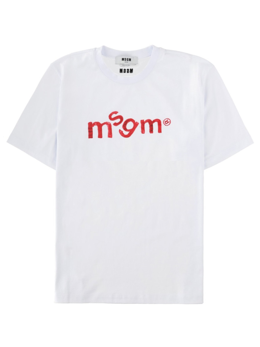 MSGM - handwritten logo cotton crew neck tshirt