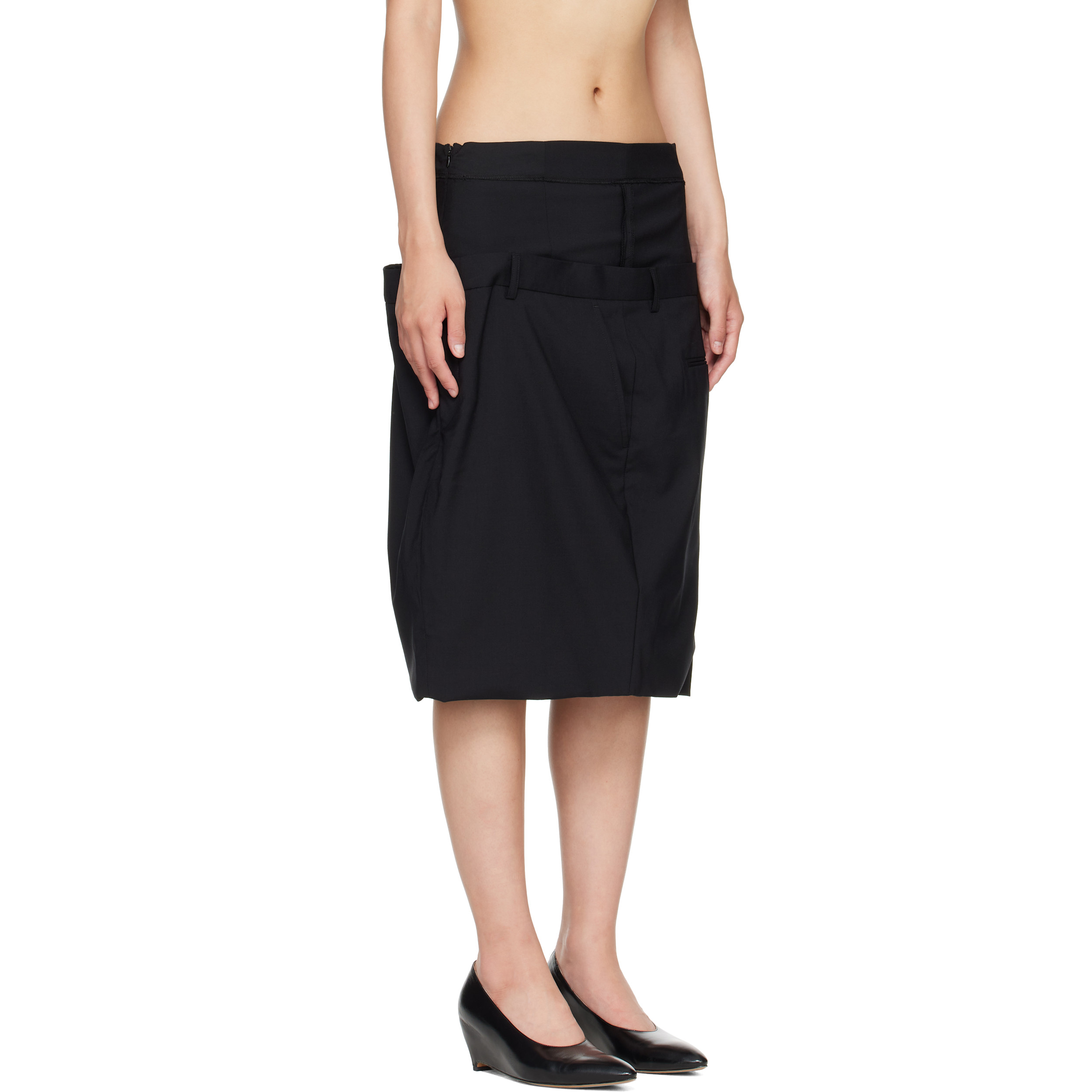 Black ISO Layered Midi Skirt