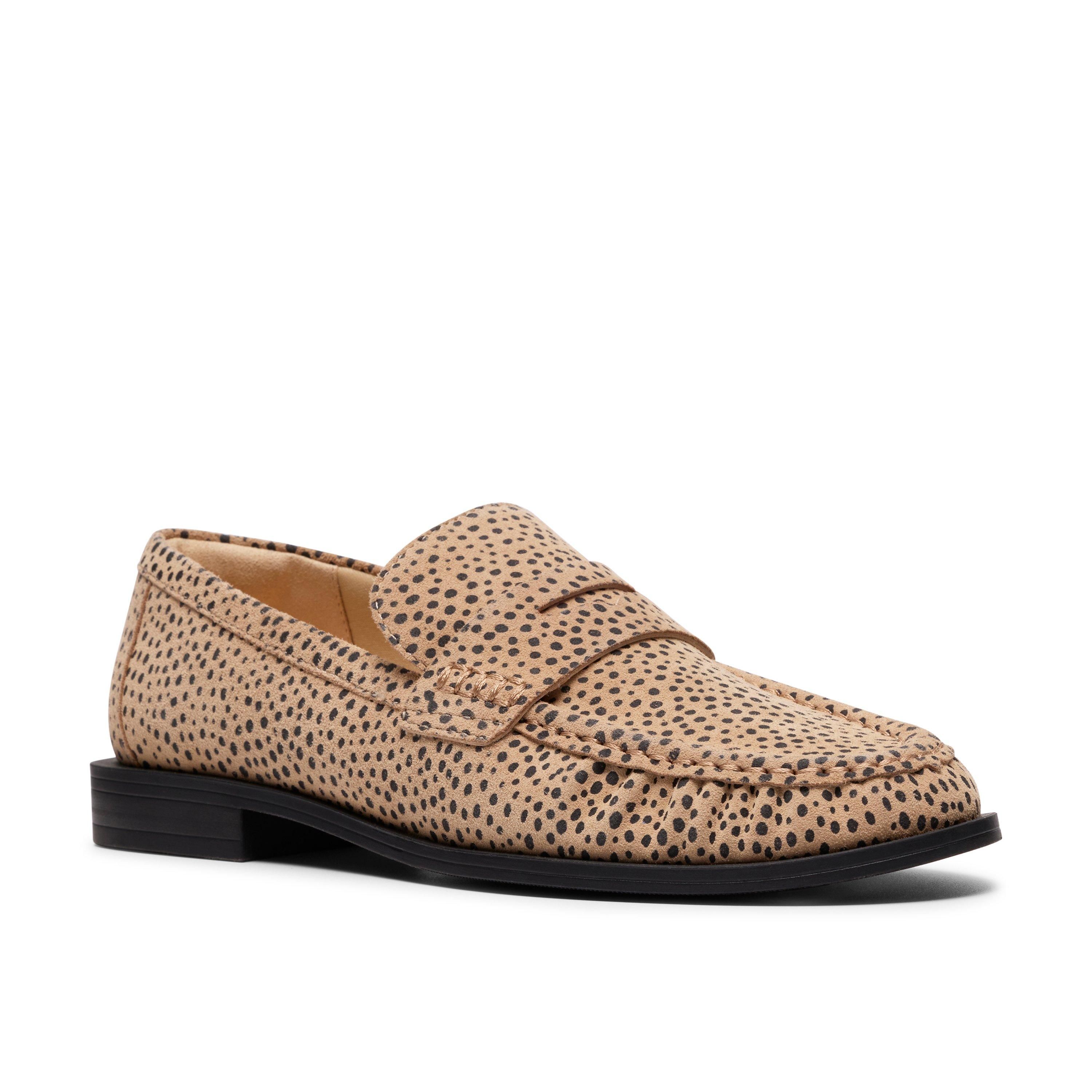 Clarks Women's Alixea Walk Animal Print Loafers, Slip Ons in Brown | : 6/Standard Fit