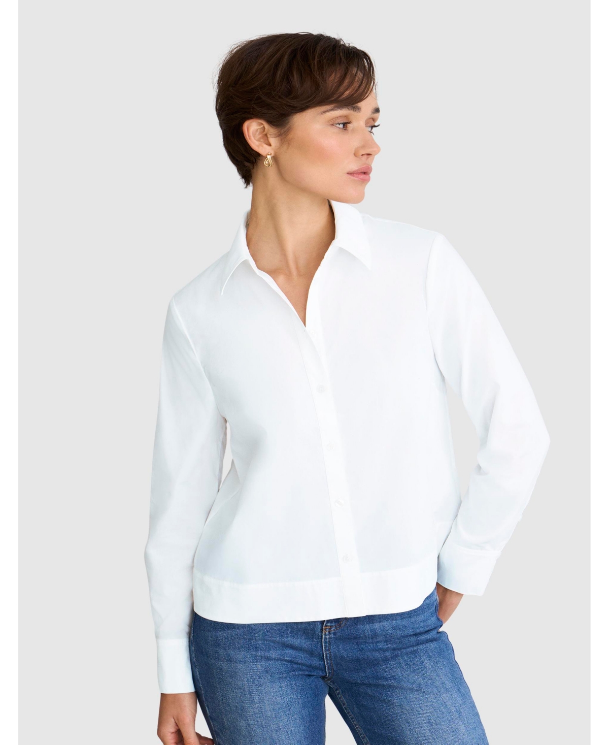 Women's Andie Long Sleeve Button Up Shirt - Open White