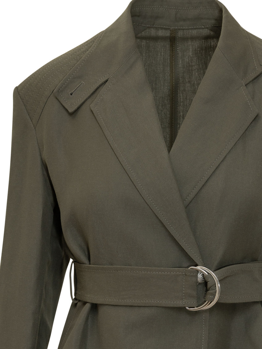 Green Solid Notched Lapel Blazer