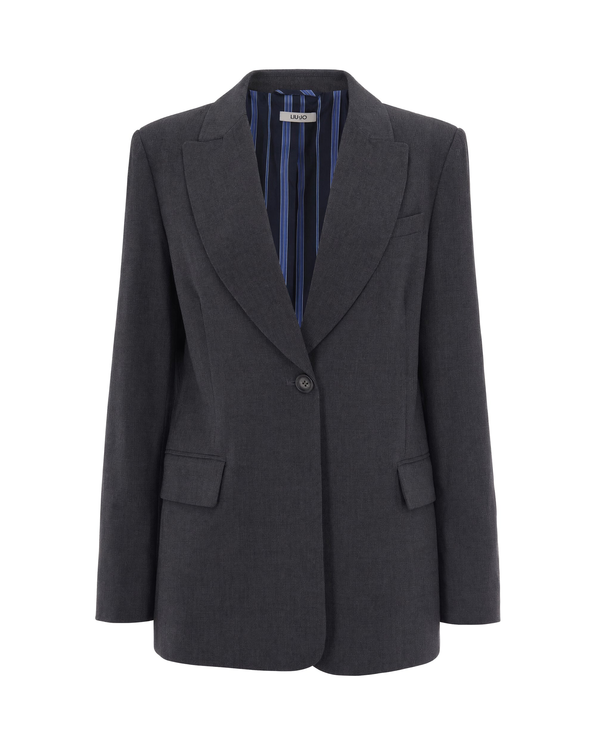 Single-Breasted Dark Grey Blazer — Gray