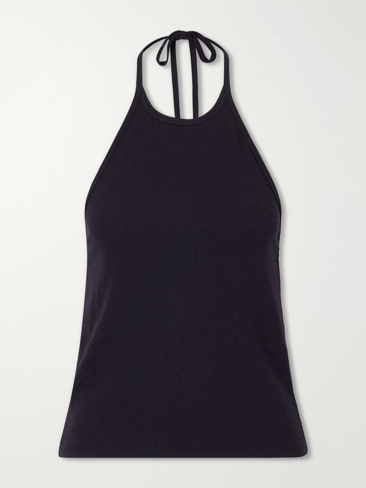 Ribbed Jersey Halterneck Tank - Black