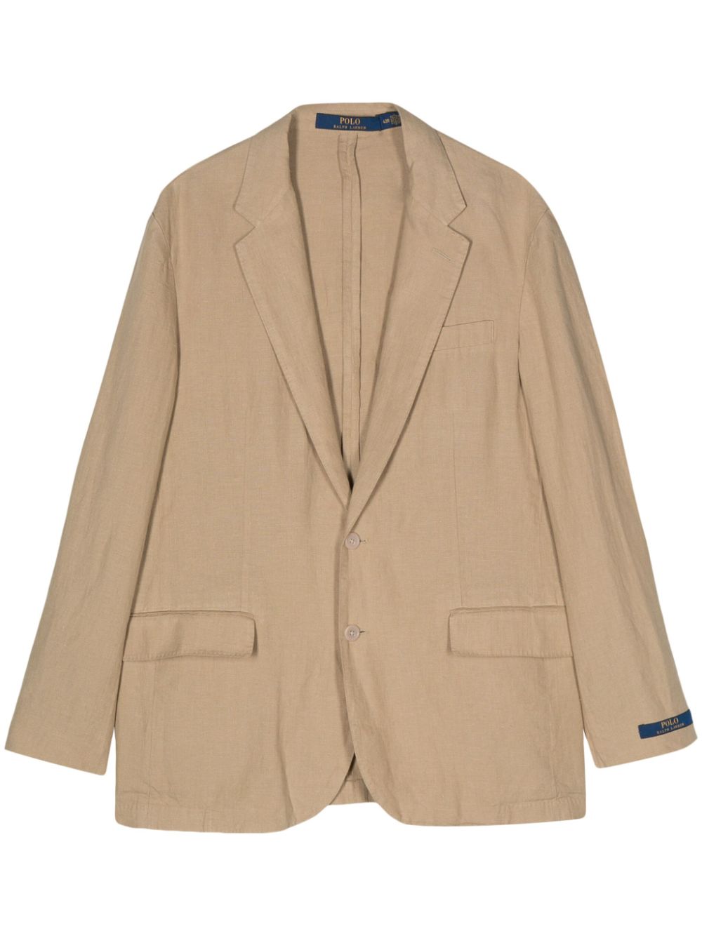 Single-breasted linen blazer - Neutrals