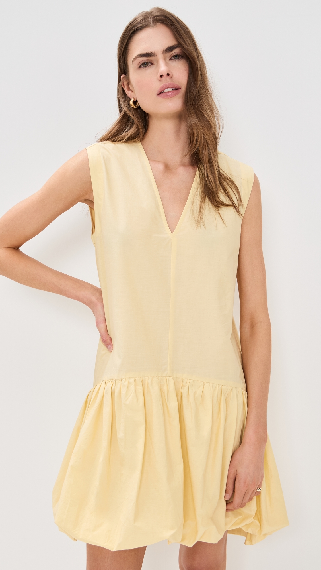 Emmet Poplin Bubble Tank Dress Butter
