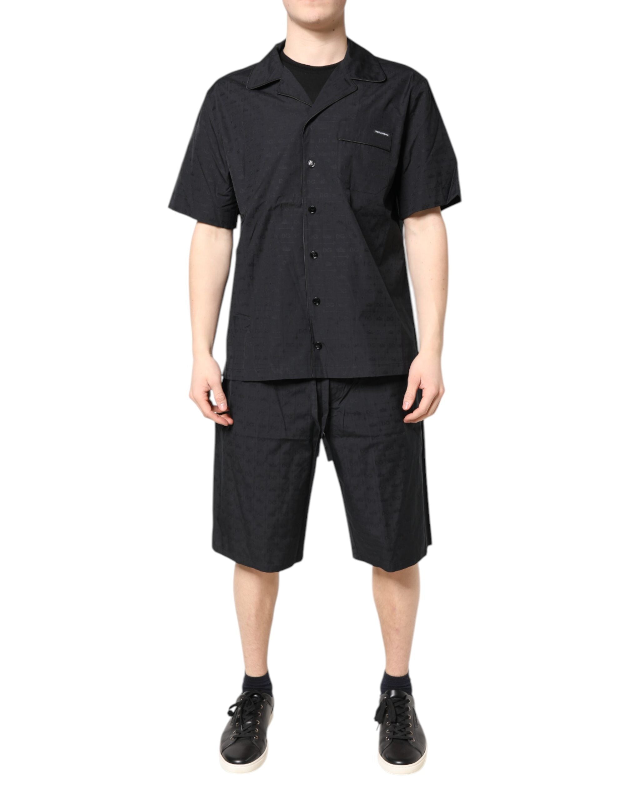 Cotton Poplin Pajama Set — Black