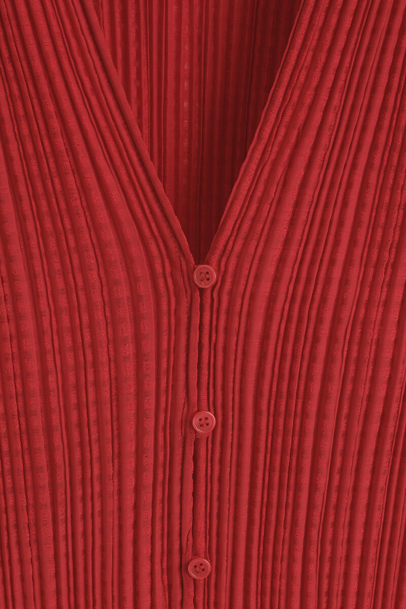 Pleated Jacquard Cardigan