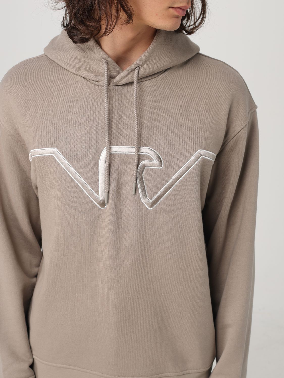 Embossed-logo jersey hoodie - Blue