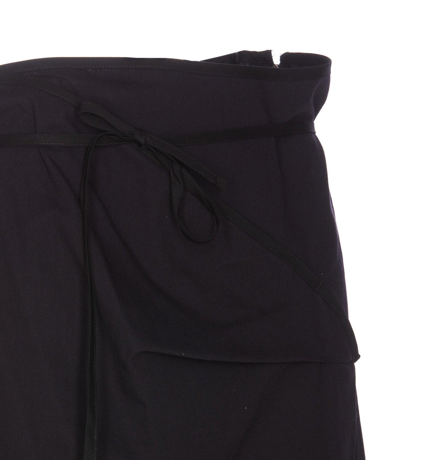 Wrapped Asymmetric Tied Midi Skirt