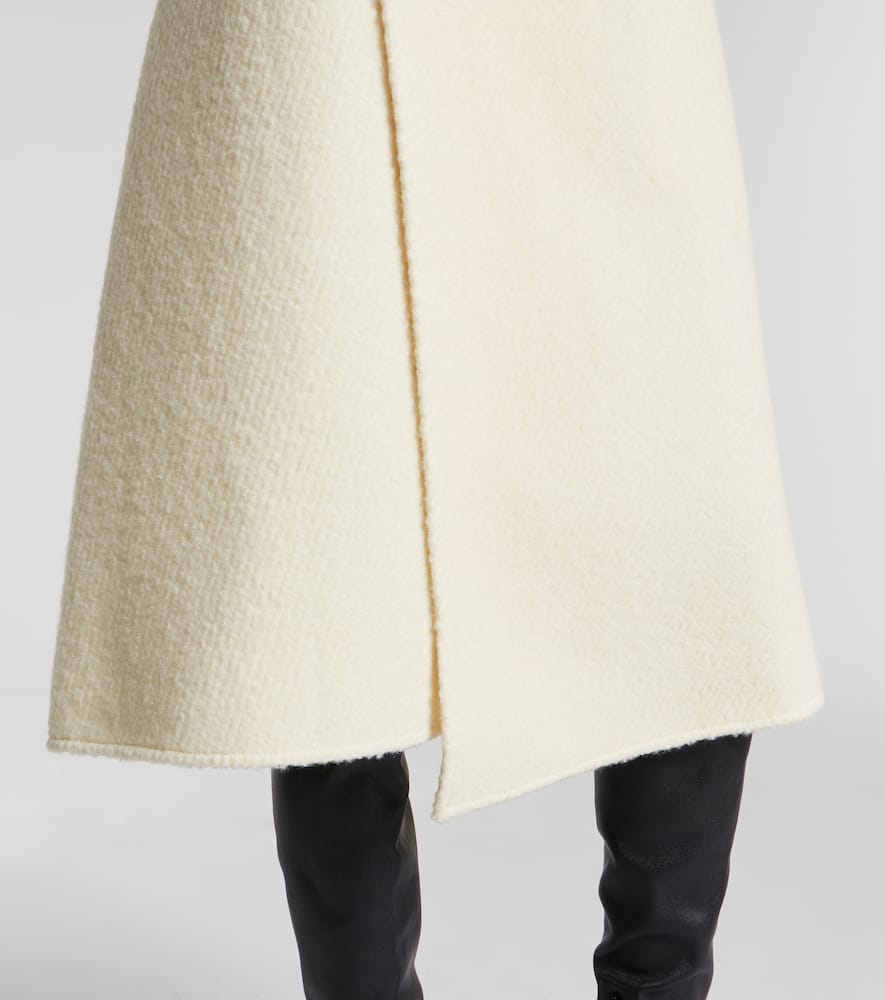 Bodhi high-rise wool-blend bouclé wrap skirt
