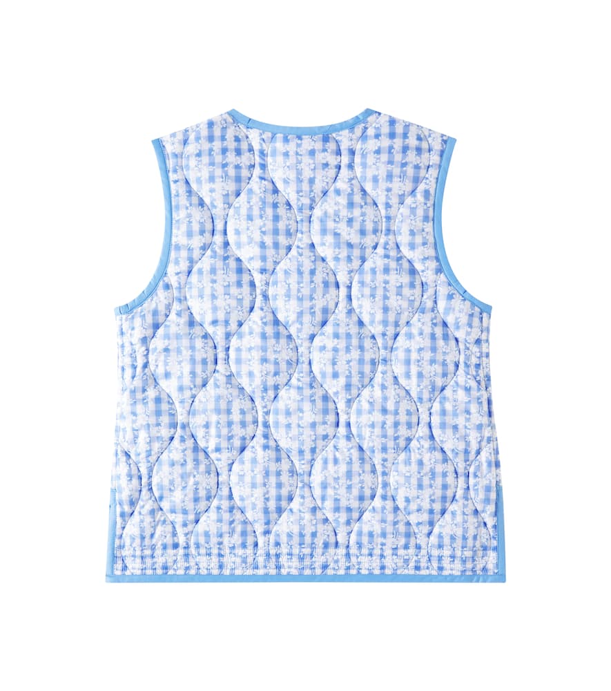 Gingham quilted linen and cotton vest