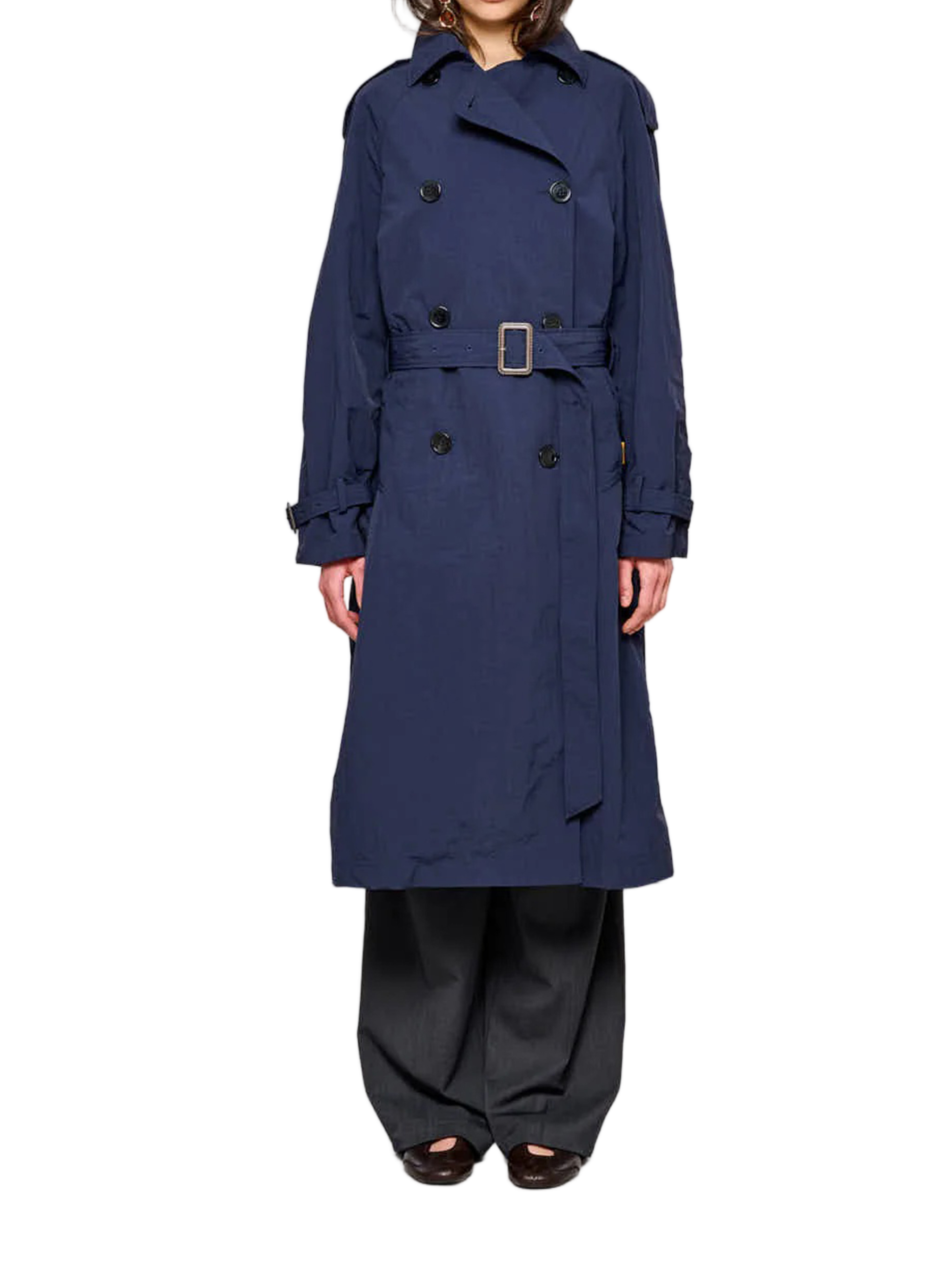 Blue Trench Compact Nylon Trench Coat