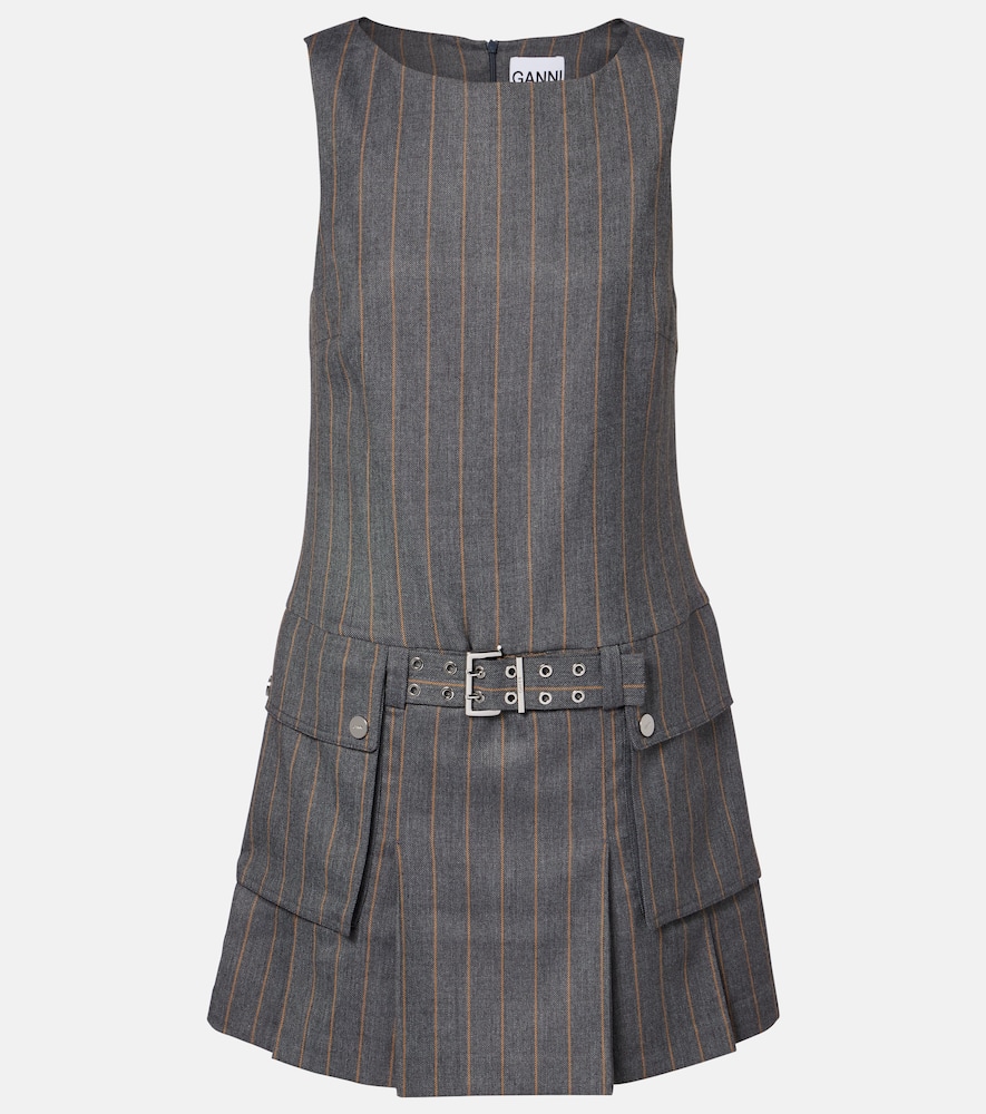 Belted pinstripe minidress