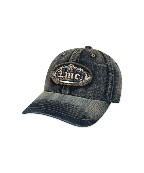 WASHED DENIM GOTHIC OVAL 6PANEL CAP dark teal