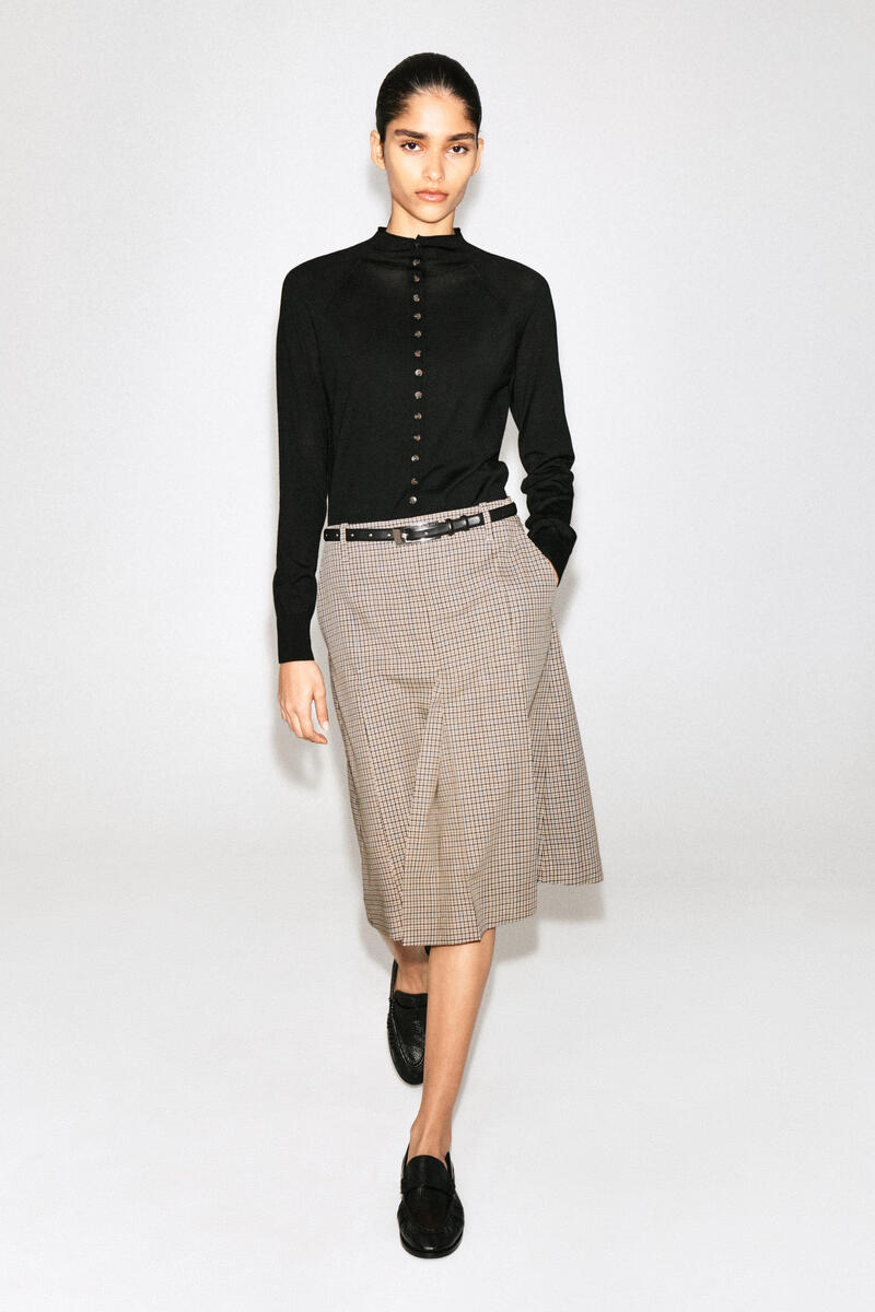 Merino Wool Funnel-Neck Cardigan