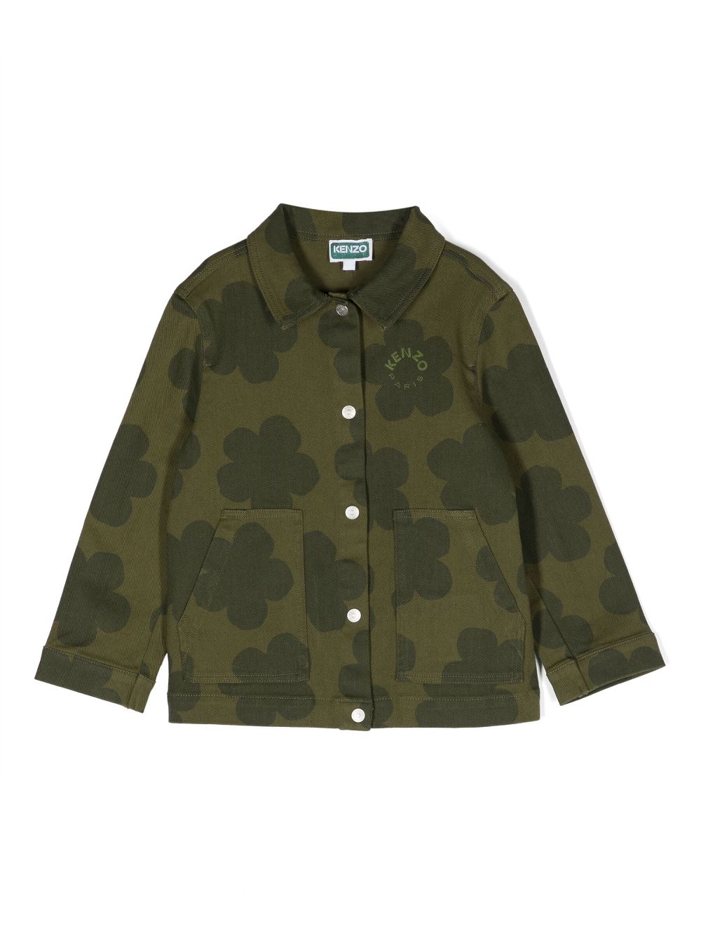Floral-print denim jacket - Green