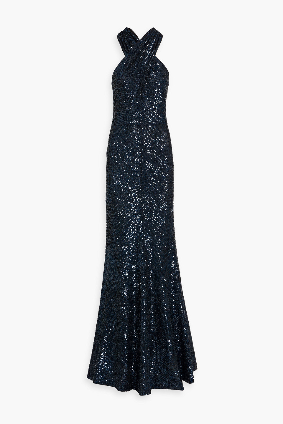 Sequined stretch-tulle gown - Blue - US 10