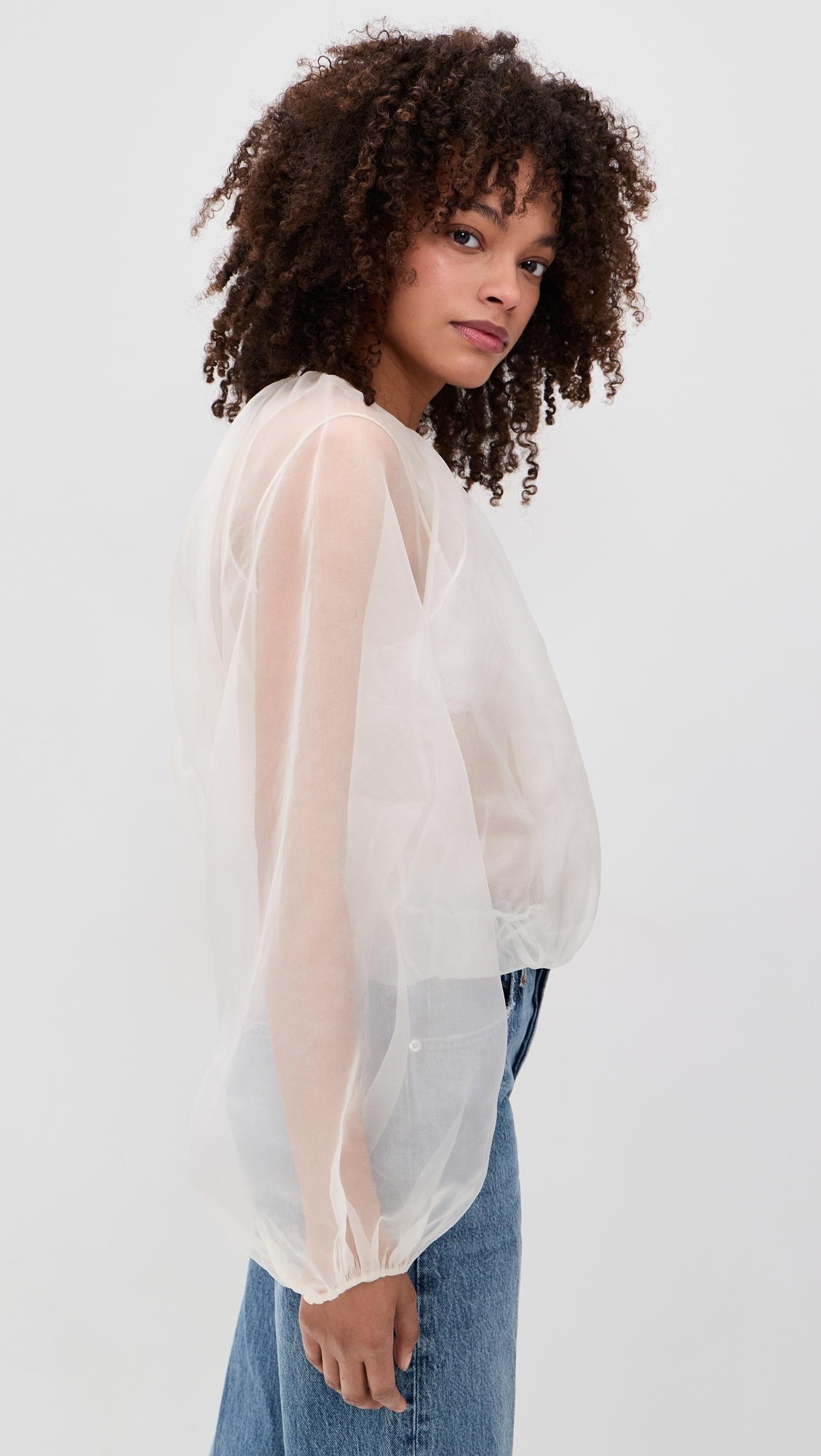 The Sheer Balloon Blouse Cream