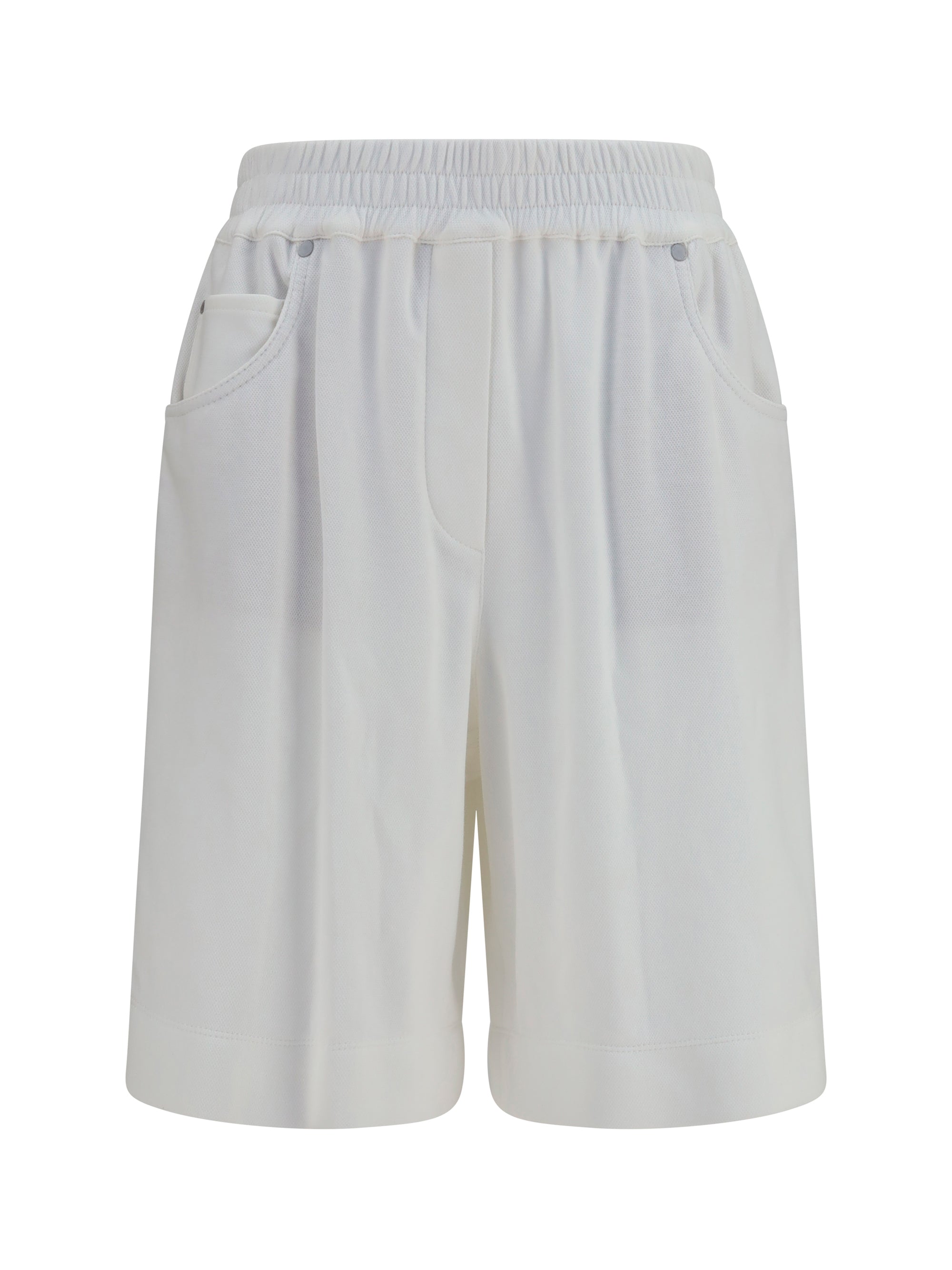 Cotton Piqué Bermuda Shorts — White