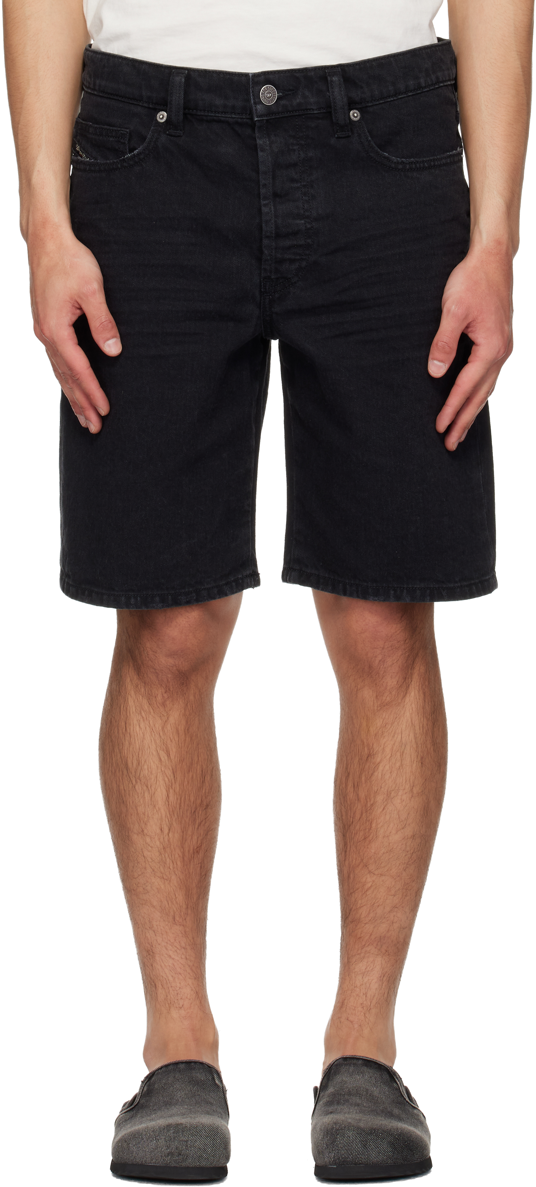 Black Regular-Short Denim Shorts