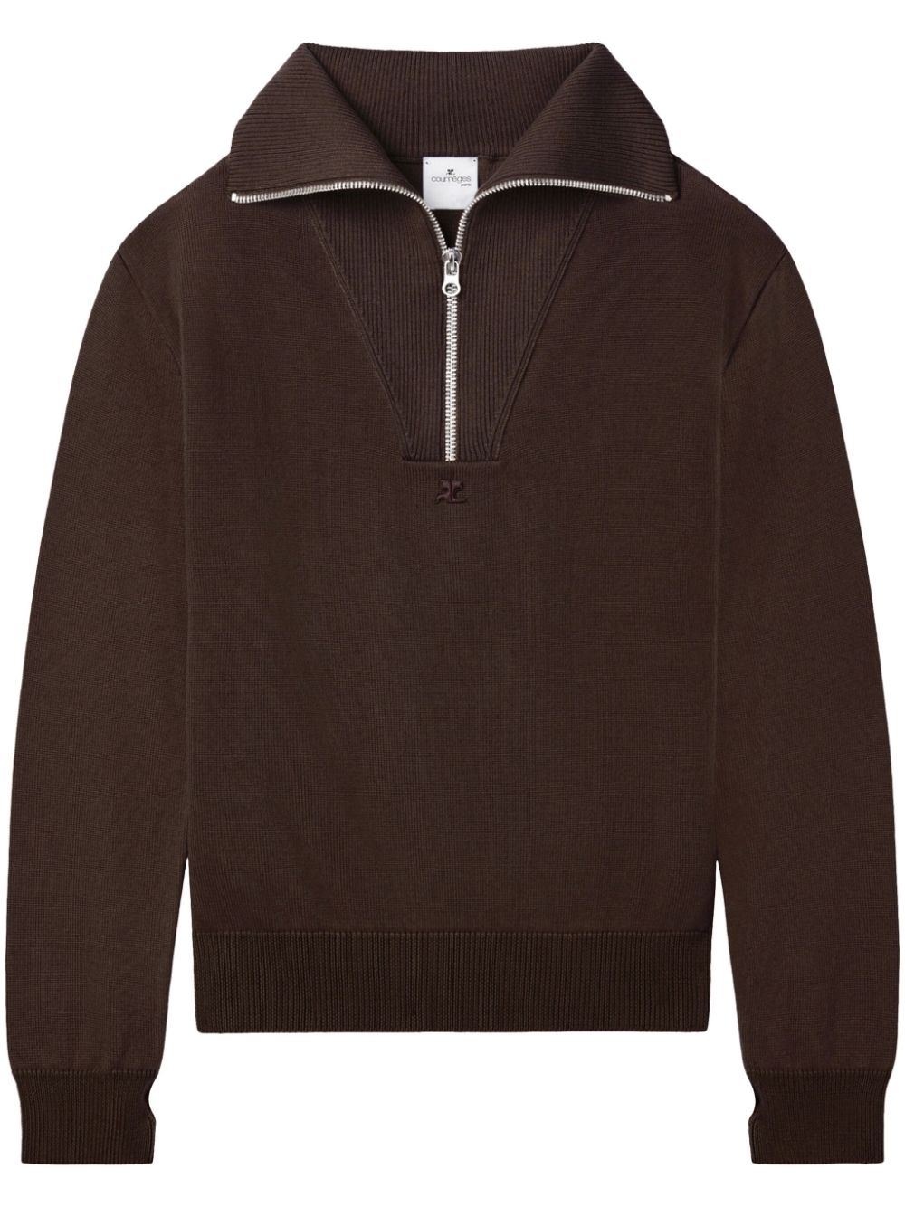 Logo-embroidered wool sweater - Brown