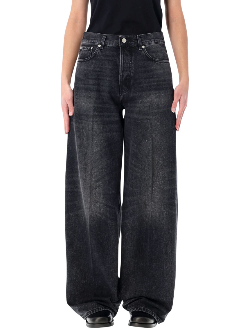 Haikure - wide leg five pocket trousers with patch
