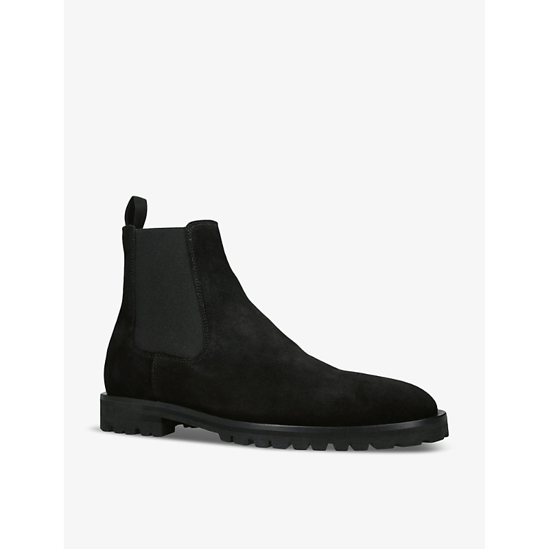 Mens Black Hunt Elasticated-panel Suede Chelsea Boots