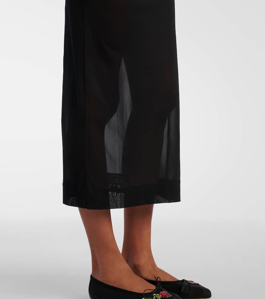 Crystal-embellished sheer cocktail dress