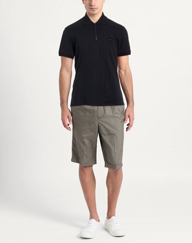 Man Polo shirt Black Size L Cotton, Polyamide, Elastane