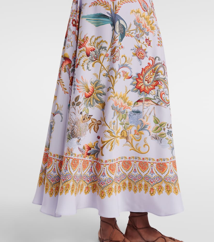 Printed silk maxi skirt