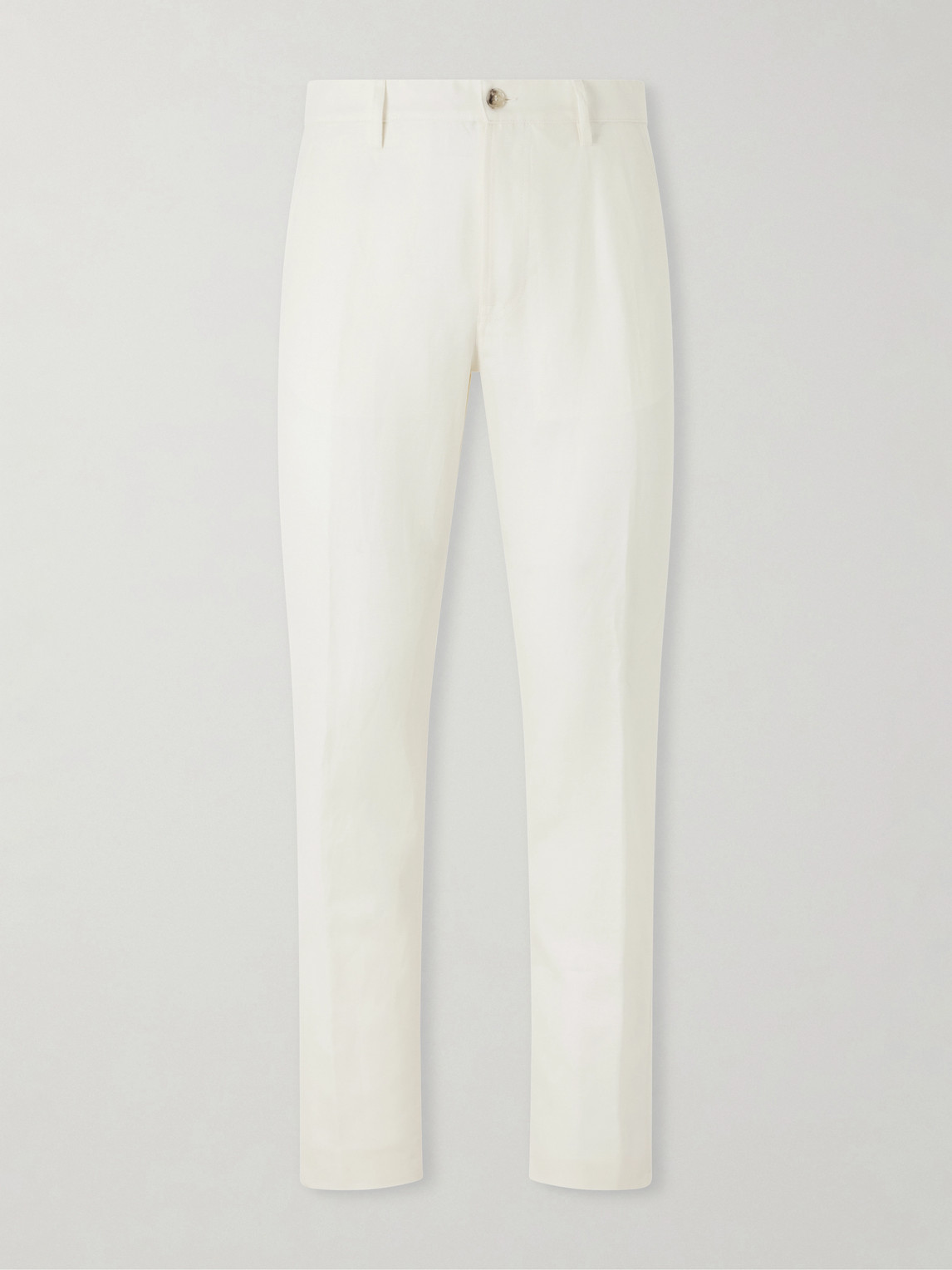 Straight-Leg Wool and Linen-Blend Twill Suit Trousers - Men - White