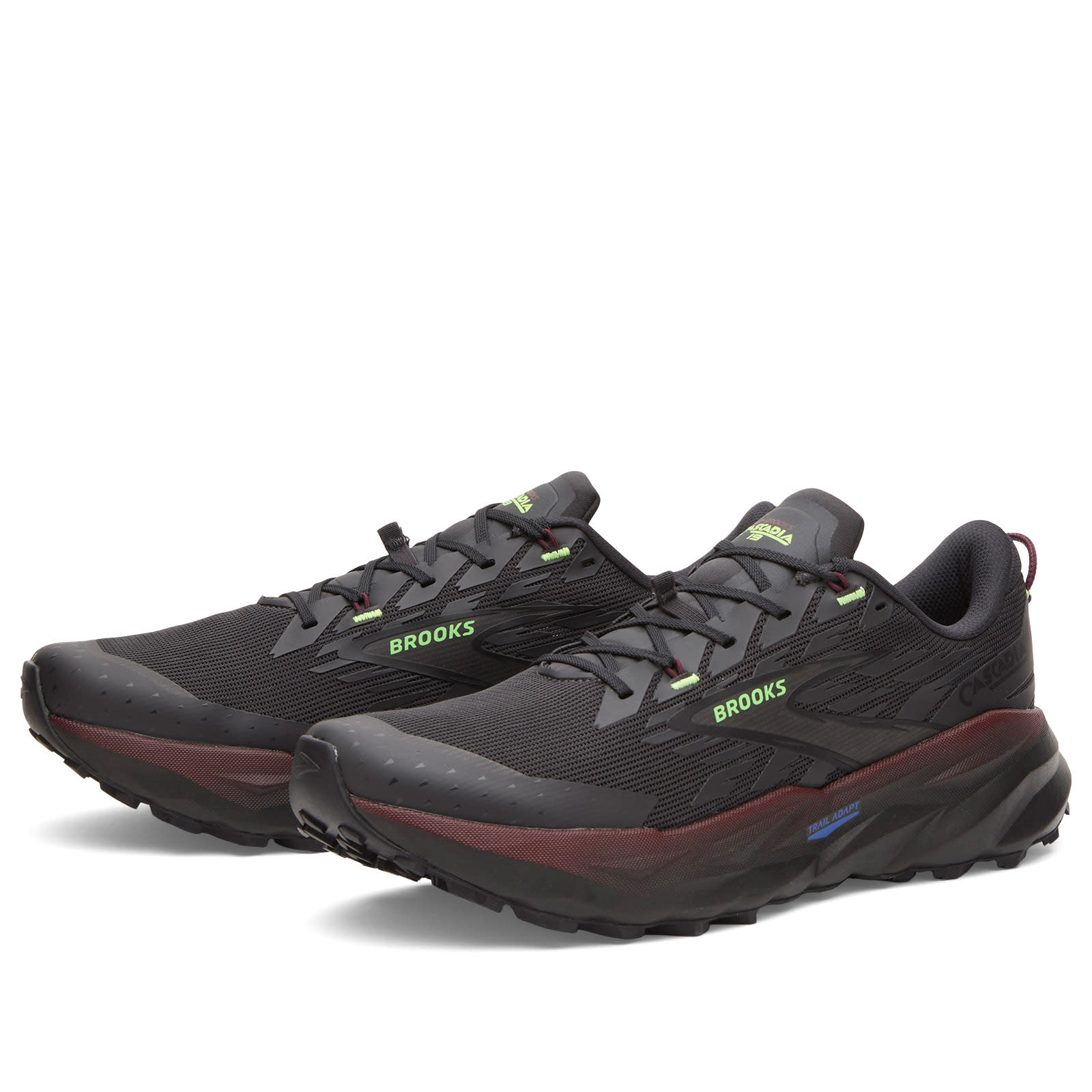 Men's Cascadia 19 Sneaker in Phantom/Rum Raisin/Green